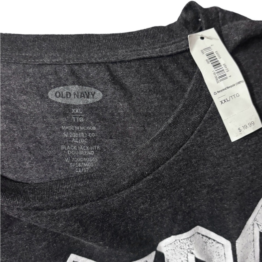 OLD NAVY Grey Crew Neck Short Sleeve Shirt Front Graphic AC/DC Band Photo - Picture 3 of 6